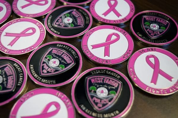 West Fargo Police Department - Pink Patch Challenge Coins